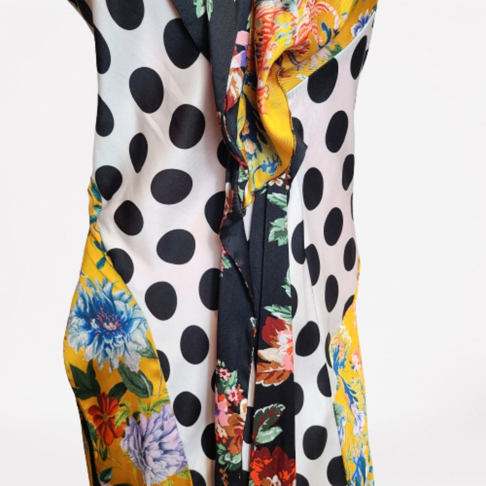 ZARA FLORAL PRINT POLAK DOT AND PATCHWORK DRESS - STUNNING - SIZE S - Picture 14 of 16